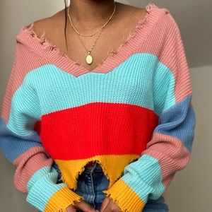 Cropped Knit Sweater🌈